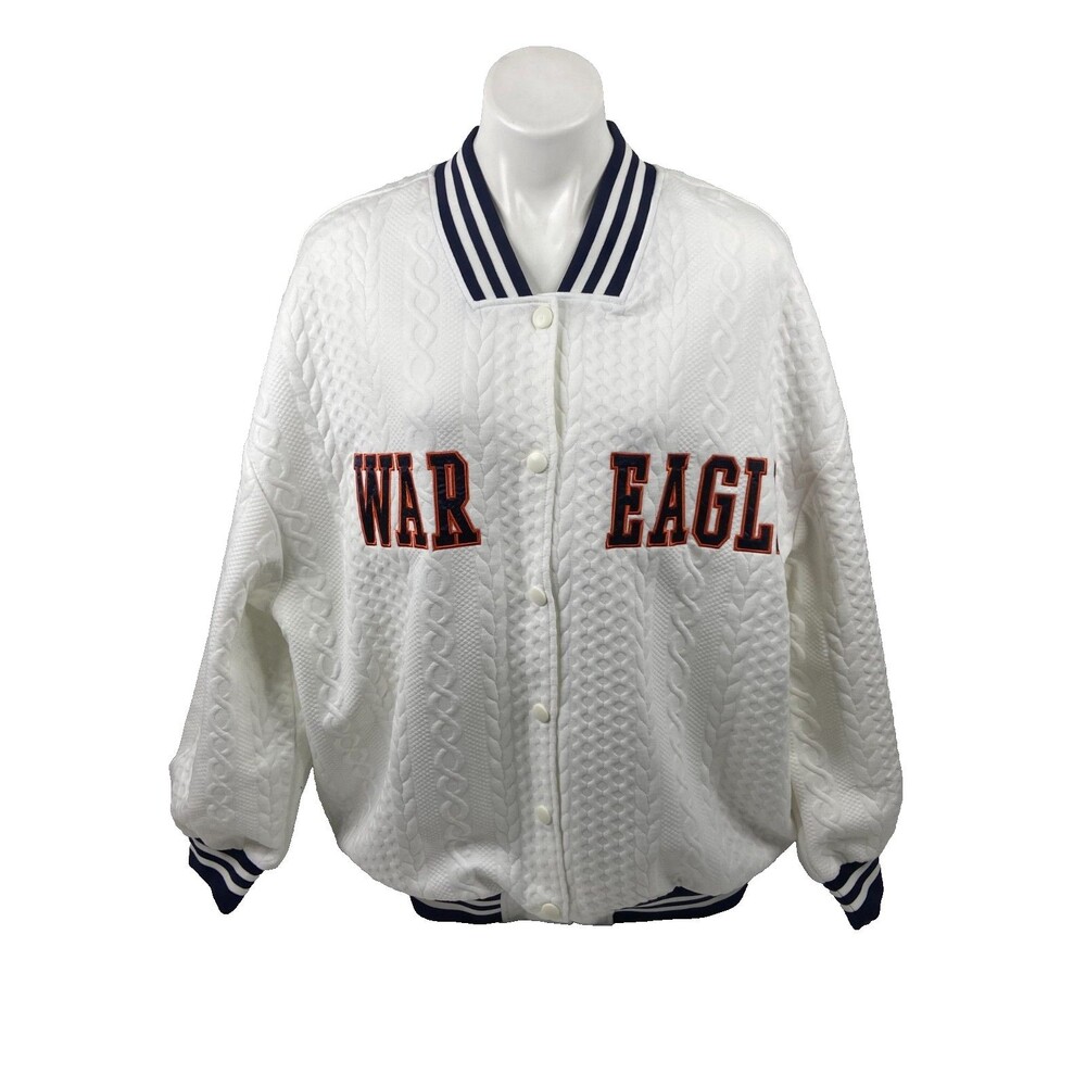Auburn University Women XL Varsity Jacket White Gameday Couture Quilted